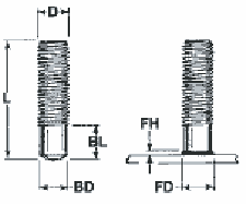 Drawing of a Standard Thread Arc Weld Stud