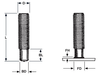 Long Reduced Base Arc Weld Stud