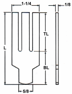 Rectangular Three Tine Refractory Weld Stud